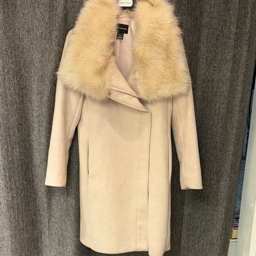 Club Monaco Women's Pink Peacoat With Faux Fur Collar